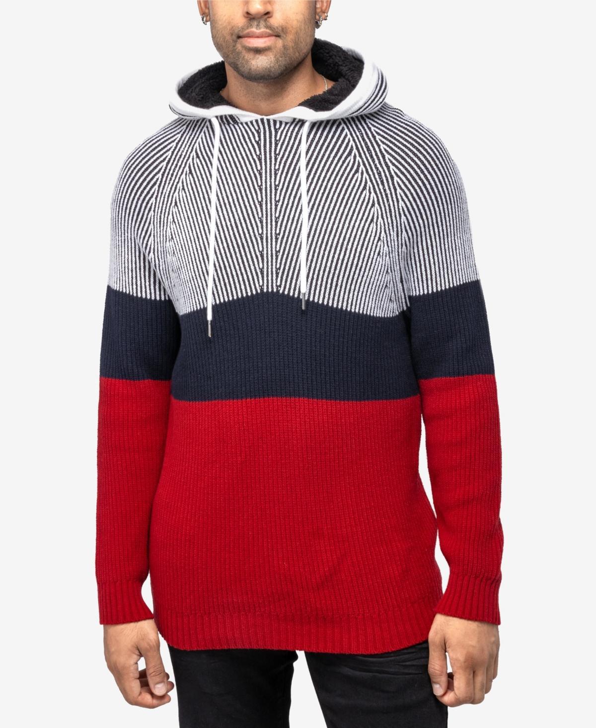 X-Ray Mens Color Blocked Hooded Sweater Product Image