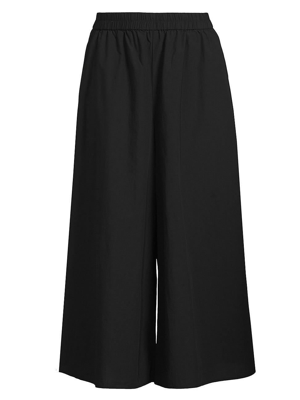 Womens Cotton Wide-Leg Crop Pants Product Image