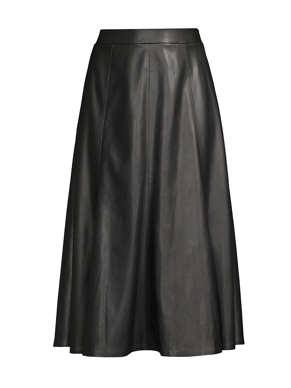 Womens Vera Faux Leather Midi-Skirt product image