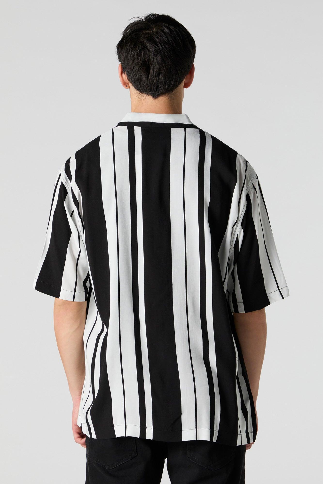 Black and White Print Button-Up Top Male Product Image