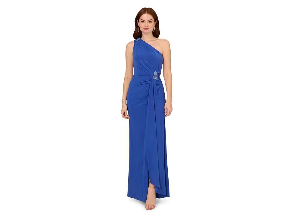 Adrianna Papell Jersey Evening Gown (Brilliant Sapphire) Women's Dress Product Image