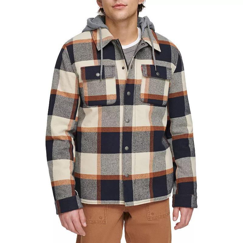 Mens Levis Sherpa-Lined Hooded Shirt Jacket Lt Brown Product Image