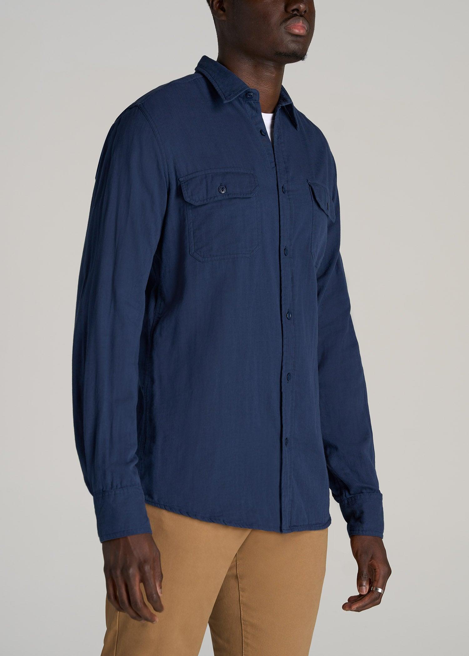 LJ&S Double Weave Shirt for Tall Men in Vintage Midnight Navy Product Image