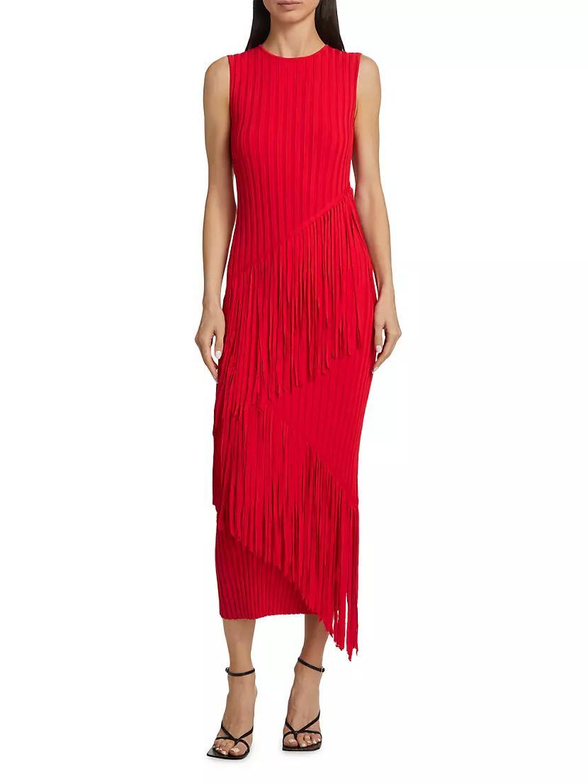 Rib-Knit Fringe Dress Product Image