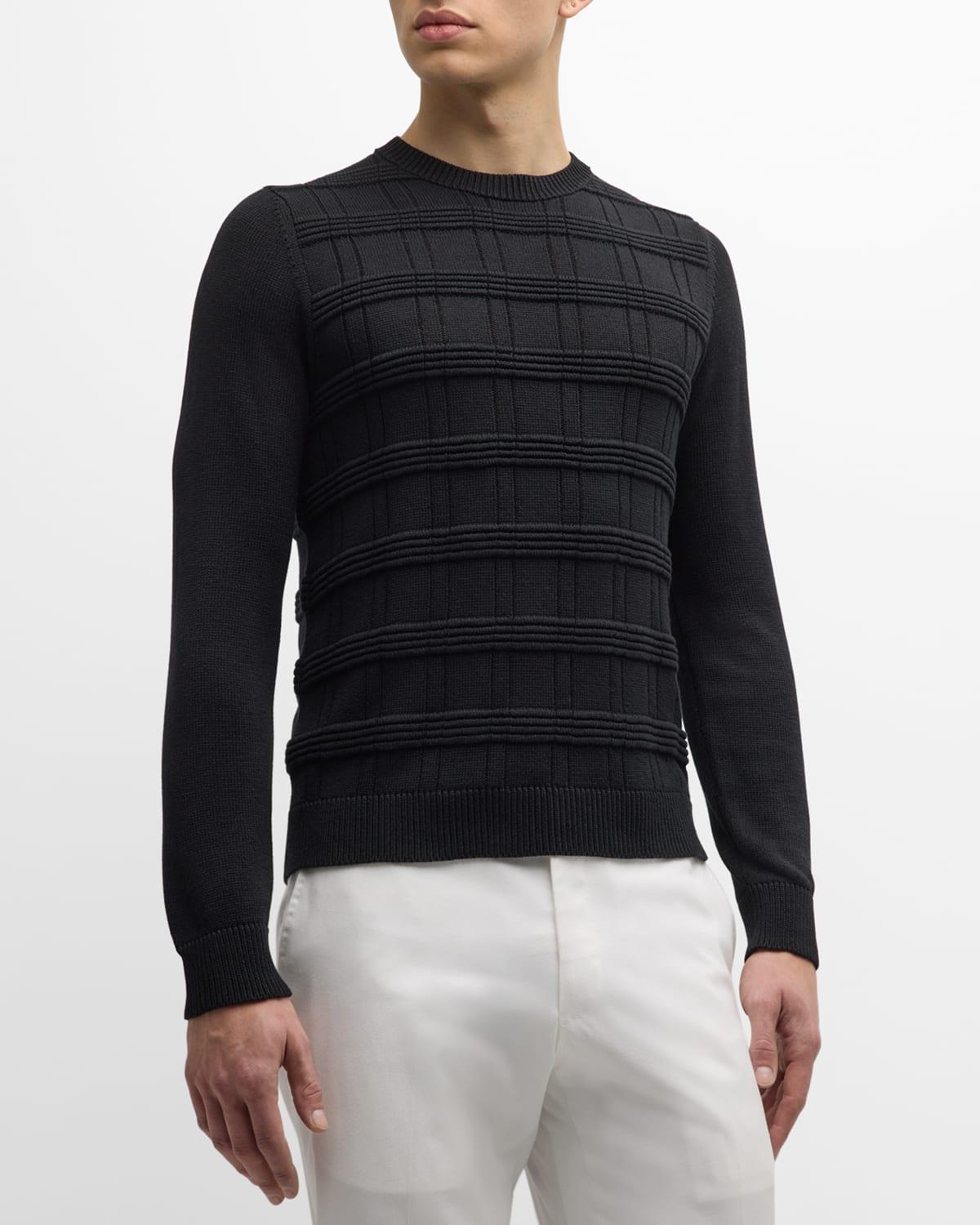 Mens Cotton-Silk Knit Crewneck Sweater Product Image