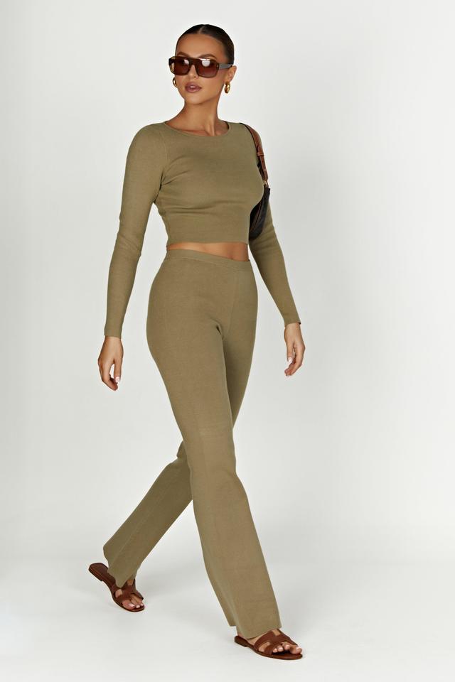 Rosetta Flare Knit Pants - Olive Product Image