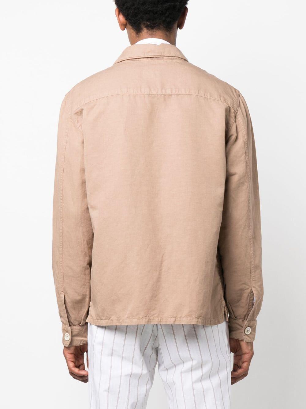 Long-sleeve Buttoned Shirt Jacket In Brown Product Image