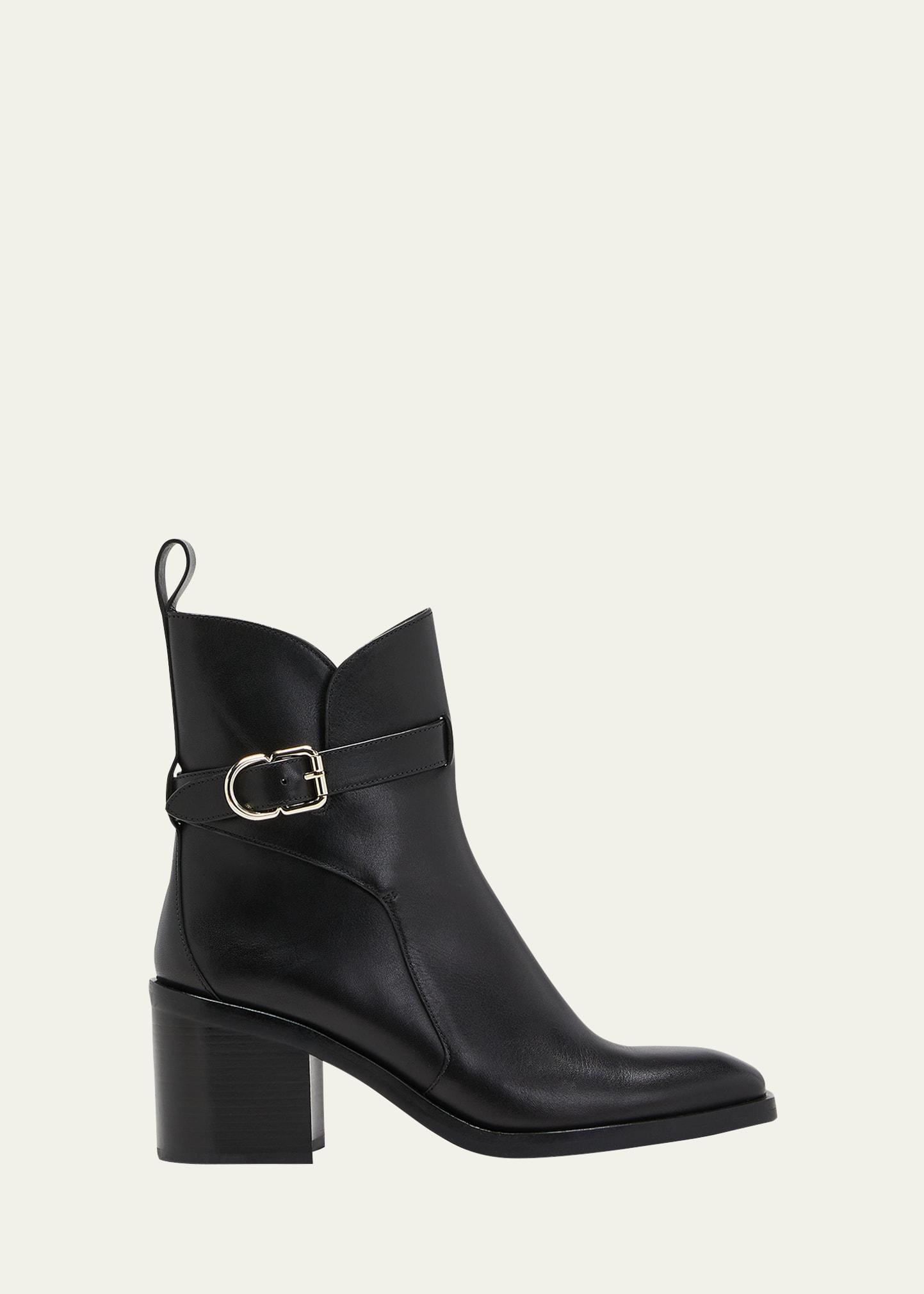 Womens Alexa 70MM Ankle-Strap Leather Boots Product Image