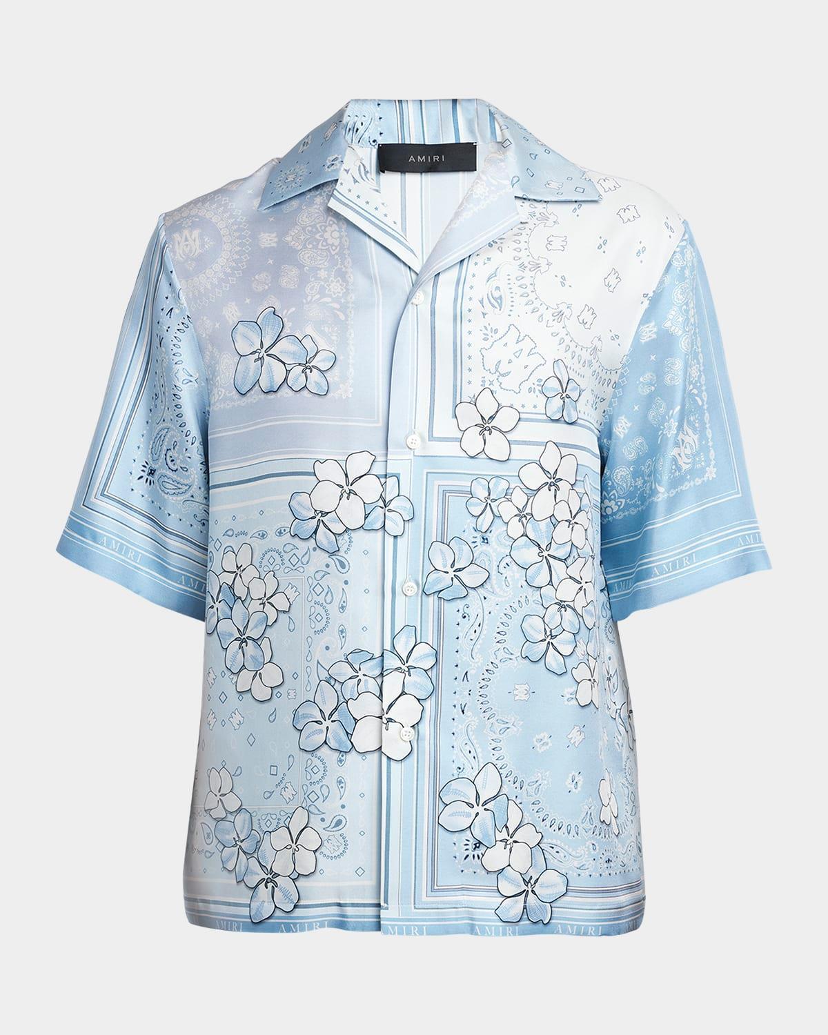 Men's Bandana Floral Silk Camp Shirt Product Image