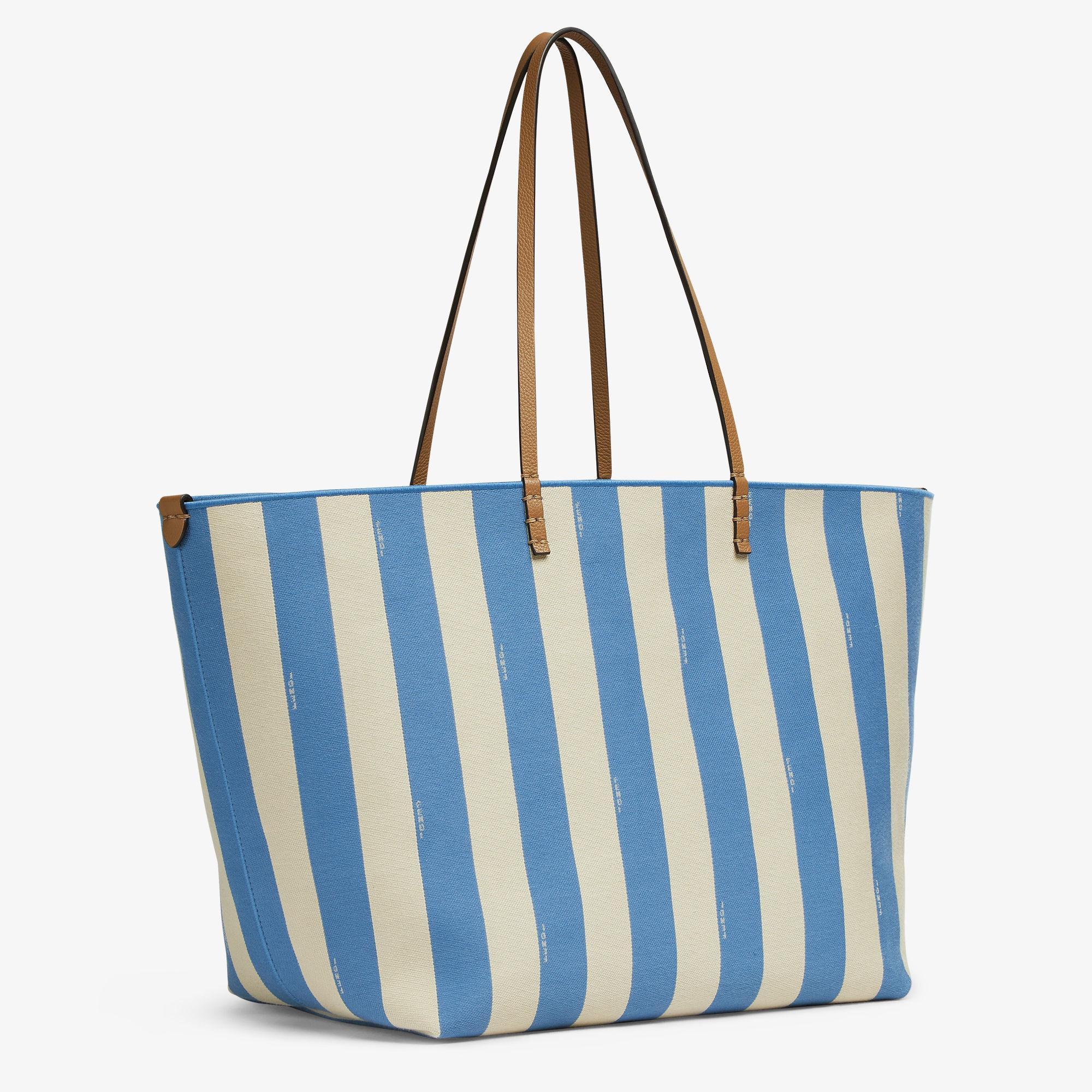 Large RollReversible shopper in Pequin striped and light blue FF fabric Product Image