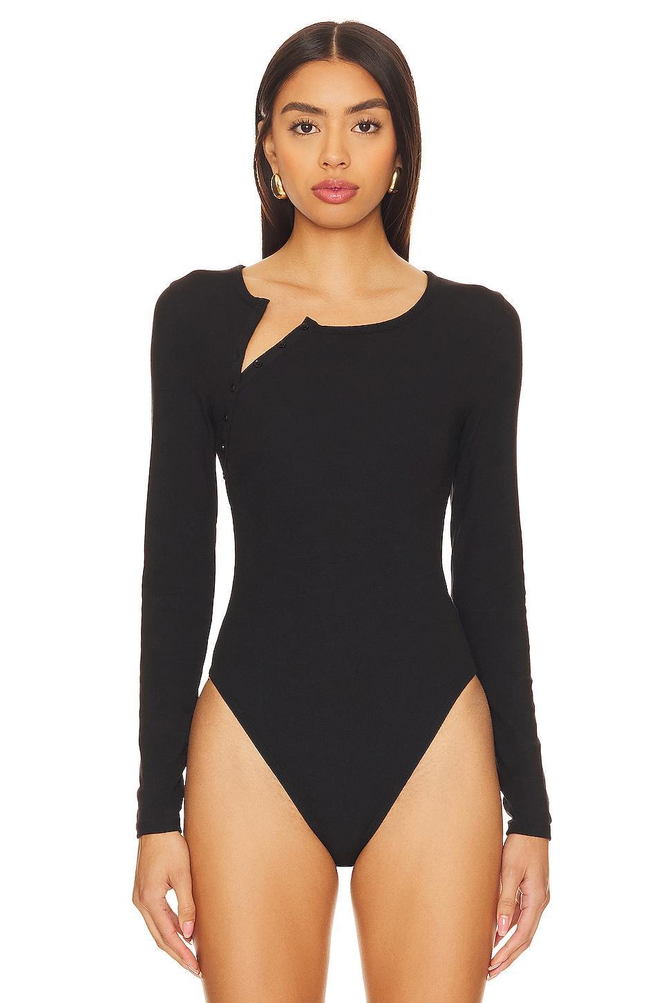 Nan Asymmetrical Henley Bodysuit Skin Product Image