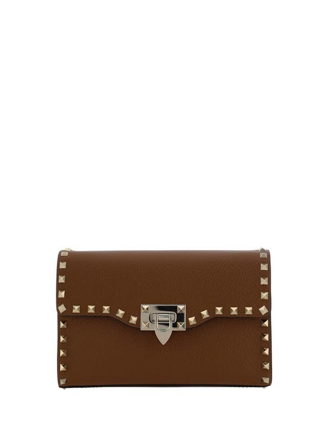 VALENTINO GARAVANI Small Rockstud Shoulder Bag In Brown Product Image