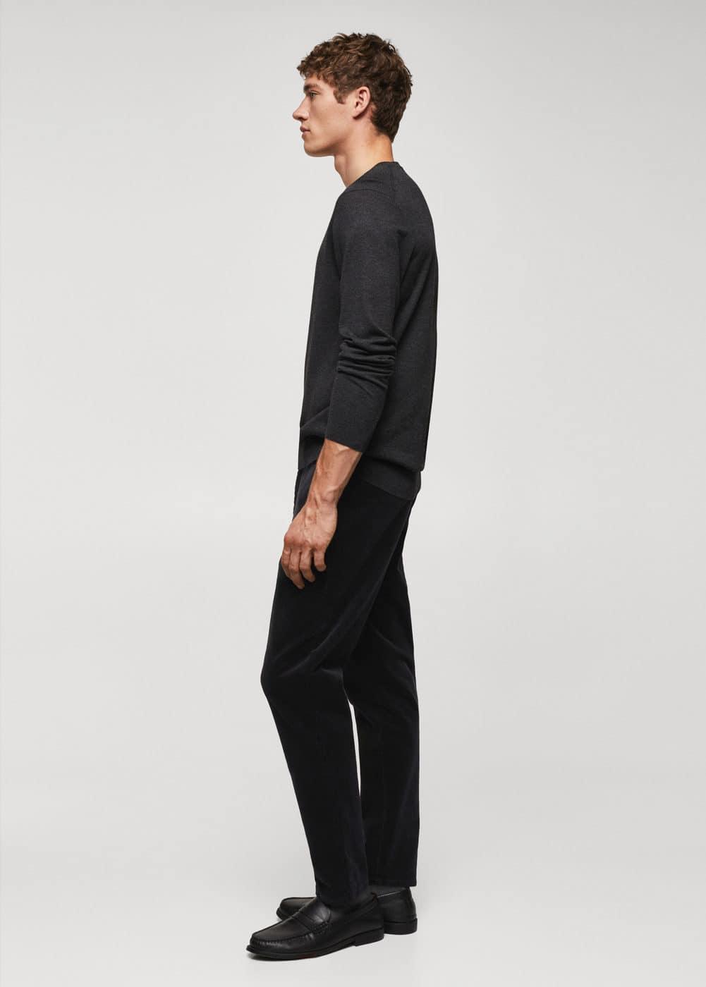 MANGO MAN - Corduroy slim fit crop pants blackMen Product Image