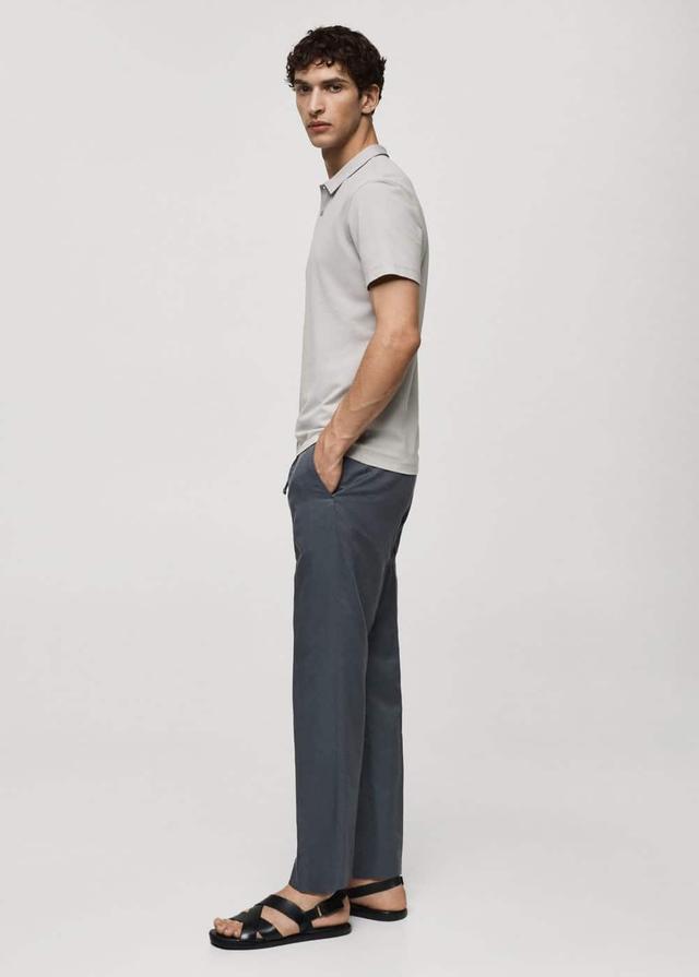 MANGO MAN - Slim-fit textured cotton polo shirt greyMen Product Image