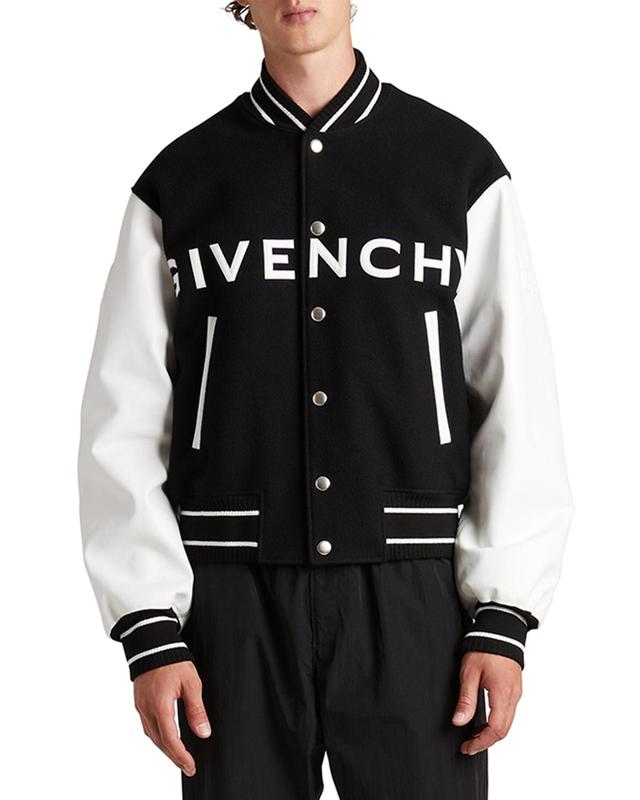 Mens Wool-Leather Logo Varsity Jacket Product Image