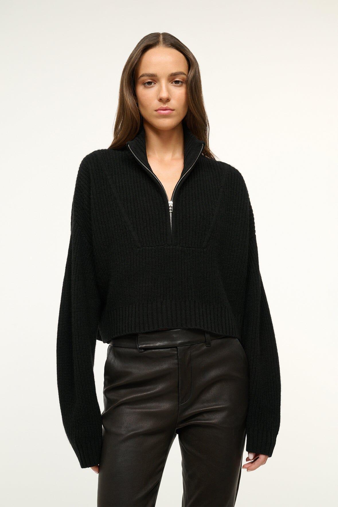 CASHMERE CROPPED HAMPTON SWEATER | BLACK product image