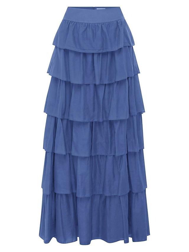 Womens Lou Cotton & Silk Tiered Maxi Skirt Product Image