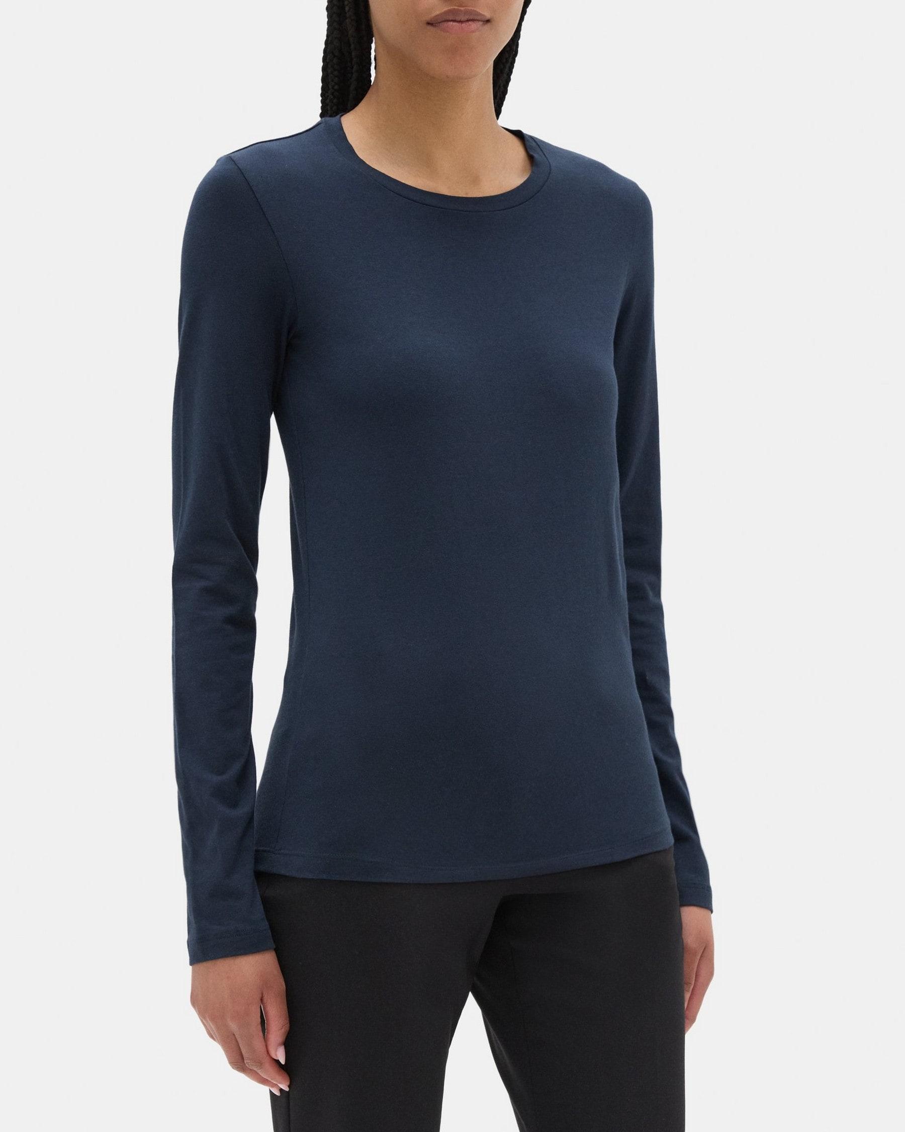 Long-Sleeve Tee In Stretch Cotton Product Image