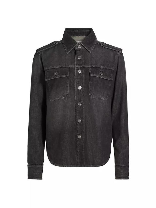 Denim Button-Front Shirt Product Image