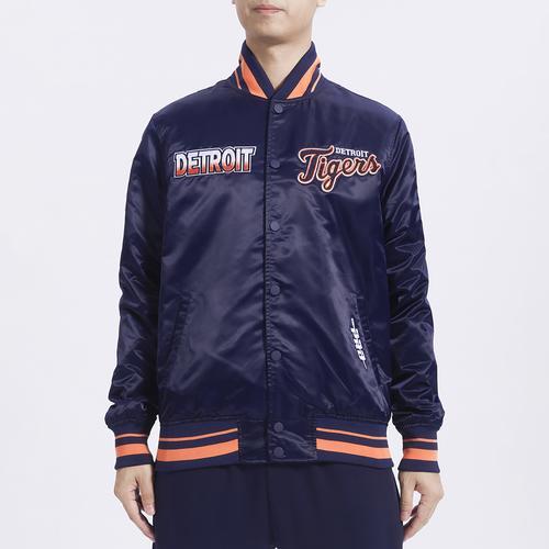 Pro Standard Mens Detroit Tigers Turn It Up M Rib Satin Jacket - Navy/Orange Product Image