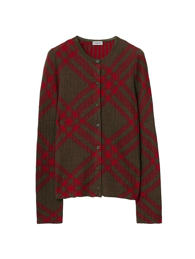 Womens Check Mohair-Blend Cardigan Product Image