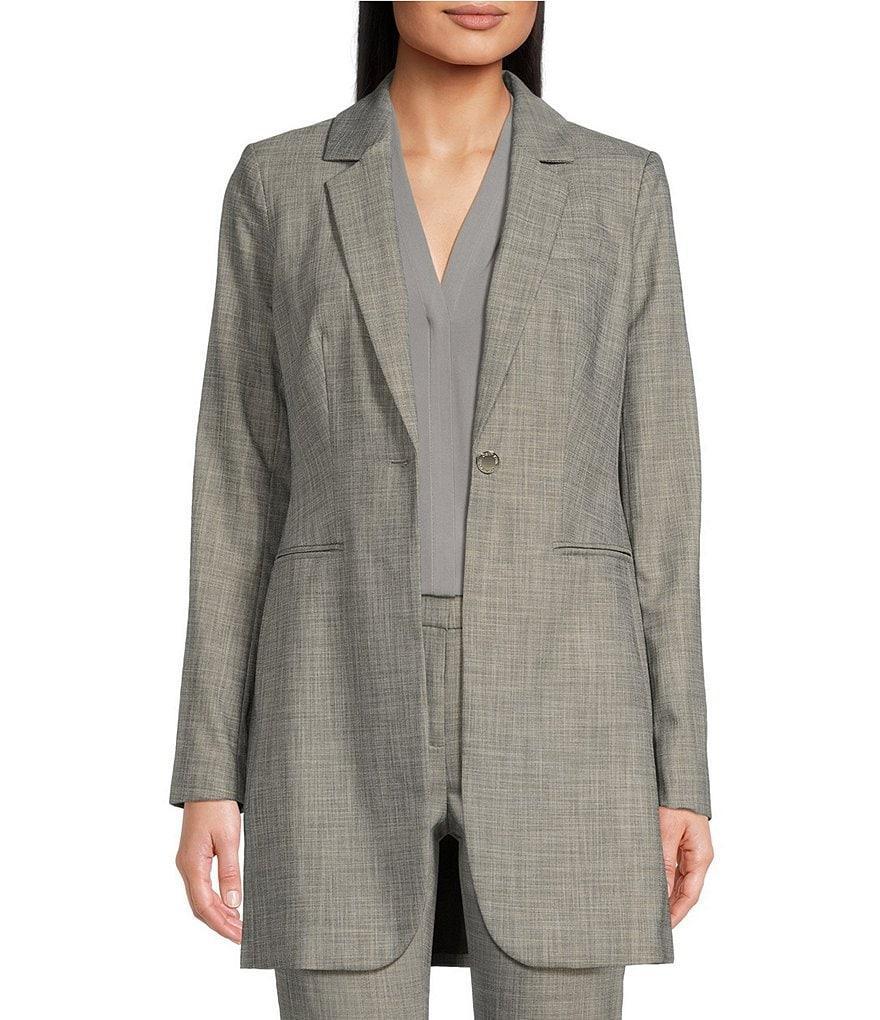 Calvin Klein Heathered Collared Neck Long Sleeve One Button Coordinating Jacket Product Image