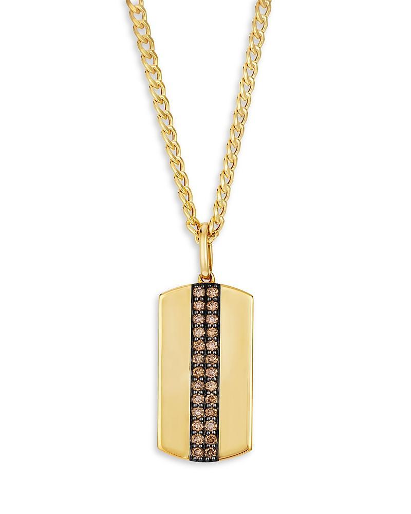 Bloomingdales Fine Collection Mens Brown Diamond Pave Double Row Dog Tag Pendant Necklace in 14K Yellow Gold, 0.60 ct. t. w. Product Image