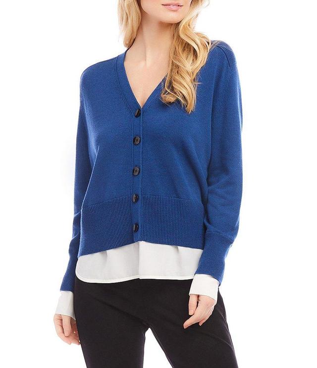 Karen Kane Layered V-Neck Long Sleeve Cardigan Product Image