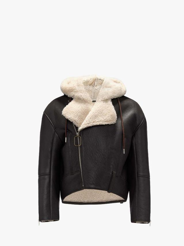 HOODED BIKER JACKET in brown | JW Anderson US  Product Image