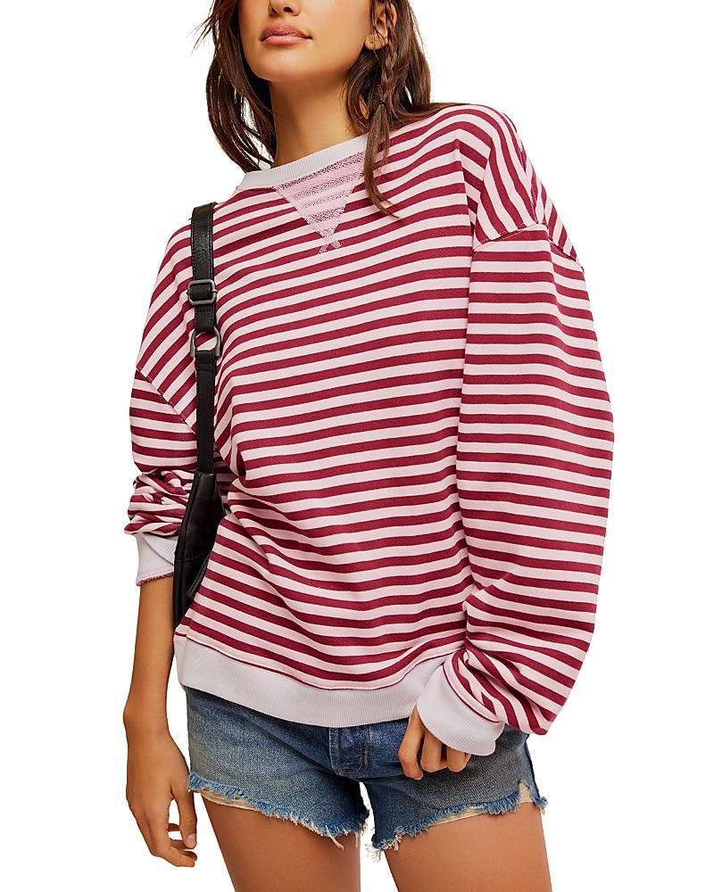 FREE PEOPLE Oversize Stripe Sweatshirt In Pink Product Image