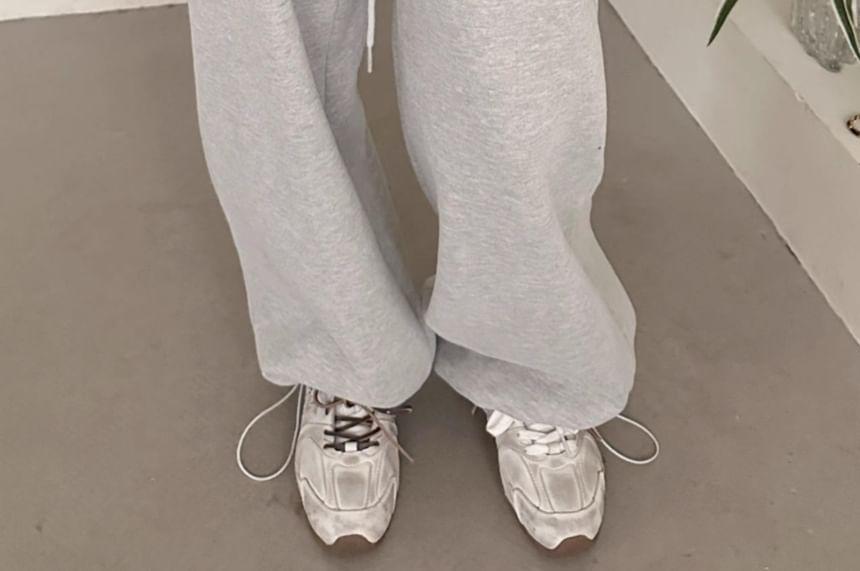 Drawstring Waist Plain Ruffle Wide Leg Sweatpants Product Image