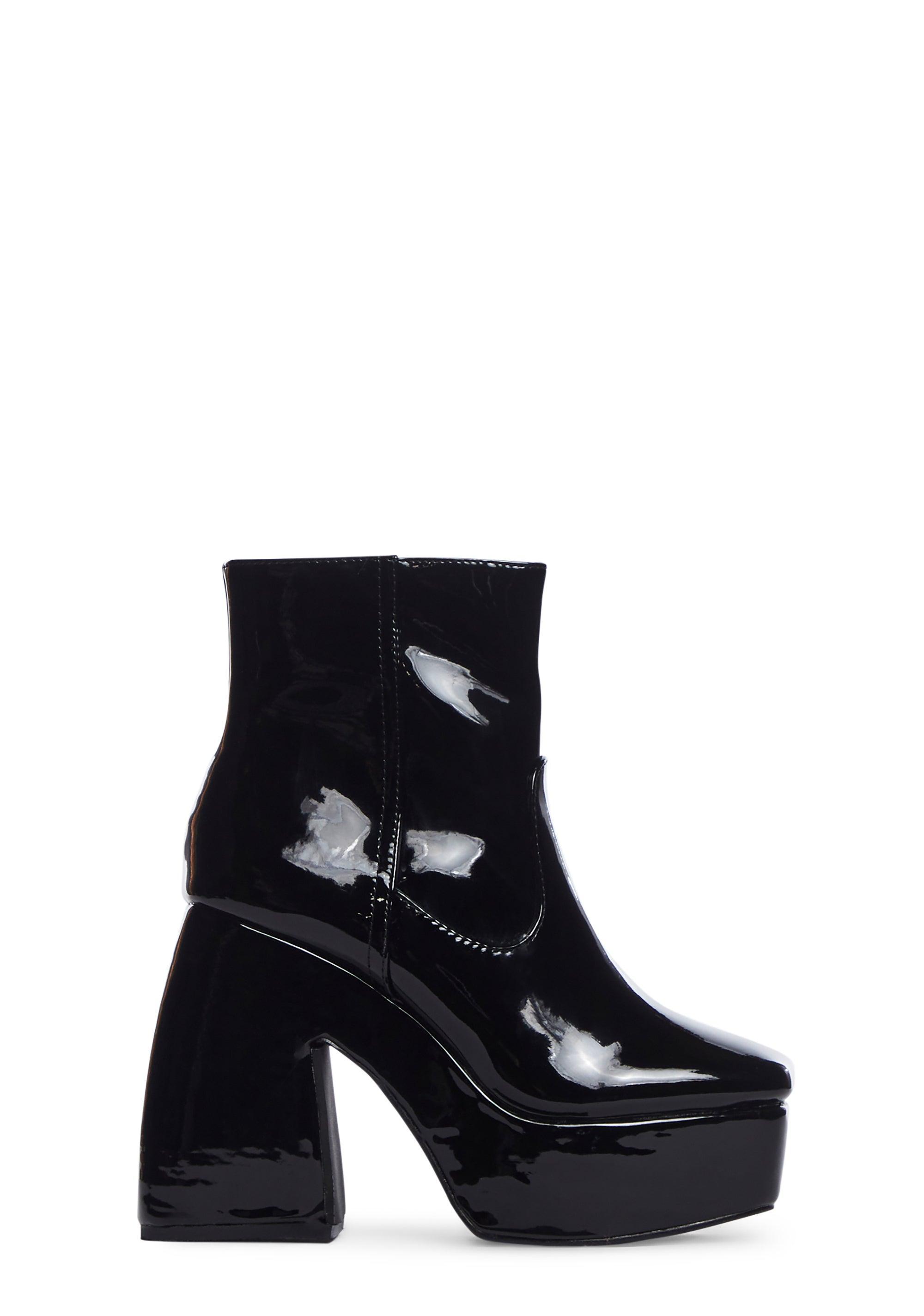 Patent Platform Ankle Boots - Black product image