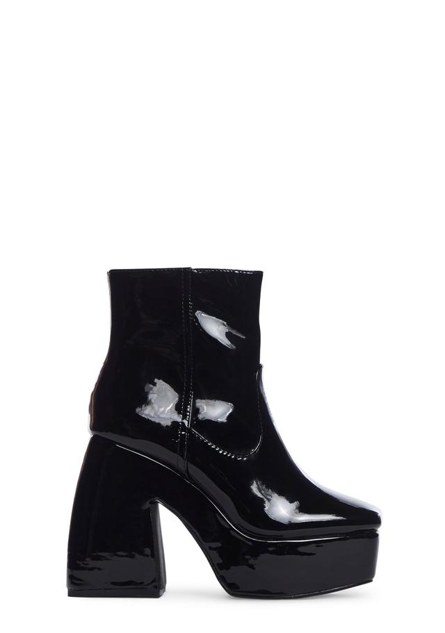 Patent Platform Ankle Boots - Black Product Image