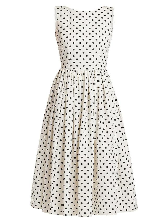 Womens Polka Dot Fit & Flare Midi-Dress Product Image