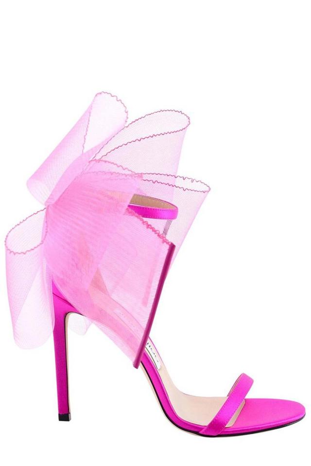 Pink Aveline 100 Fascinator Satin Sandals In Fuchsia Product Image