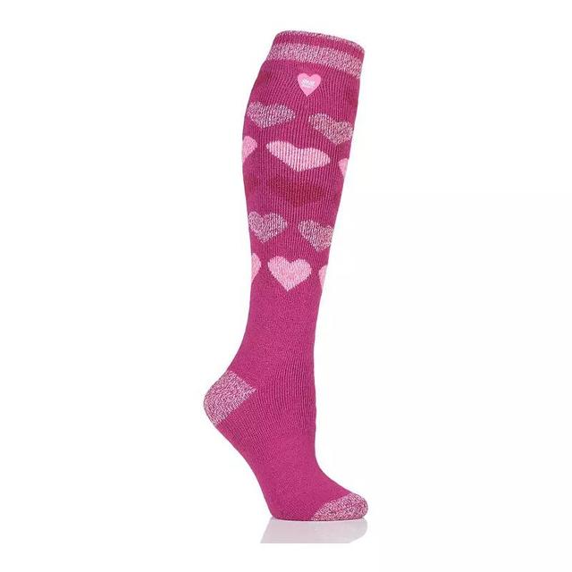 Womens Heat Holders Lite 5x Warmer Long Midweight Thermal Hearts Socks Black Grey Product Image