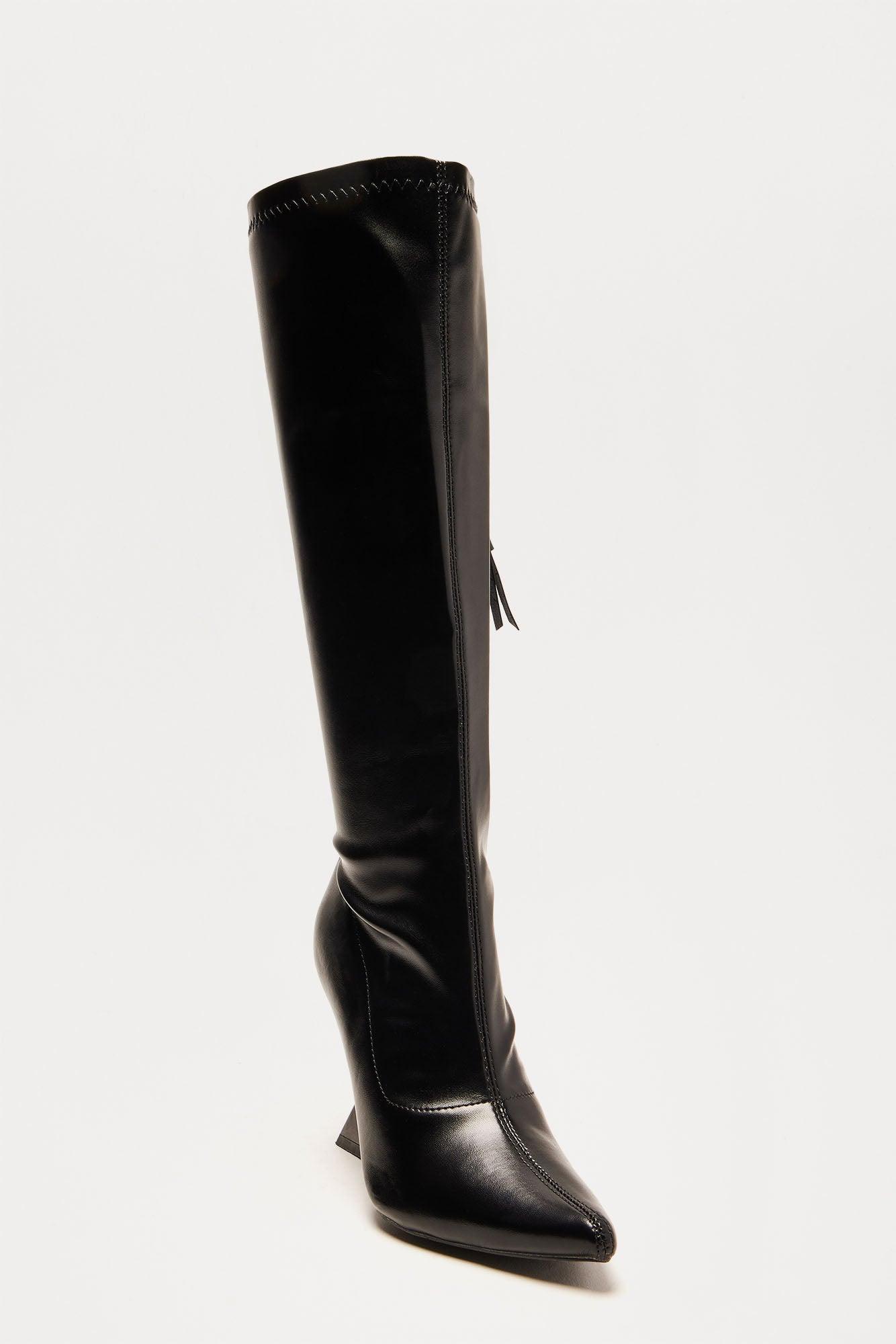 Inside Scoop Knee High Boots - Black Product Image