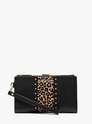 Adele Leather and Leopard Print Calf Hair Smartphone Wallet Product Image