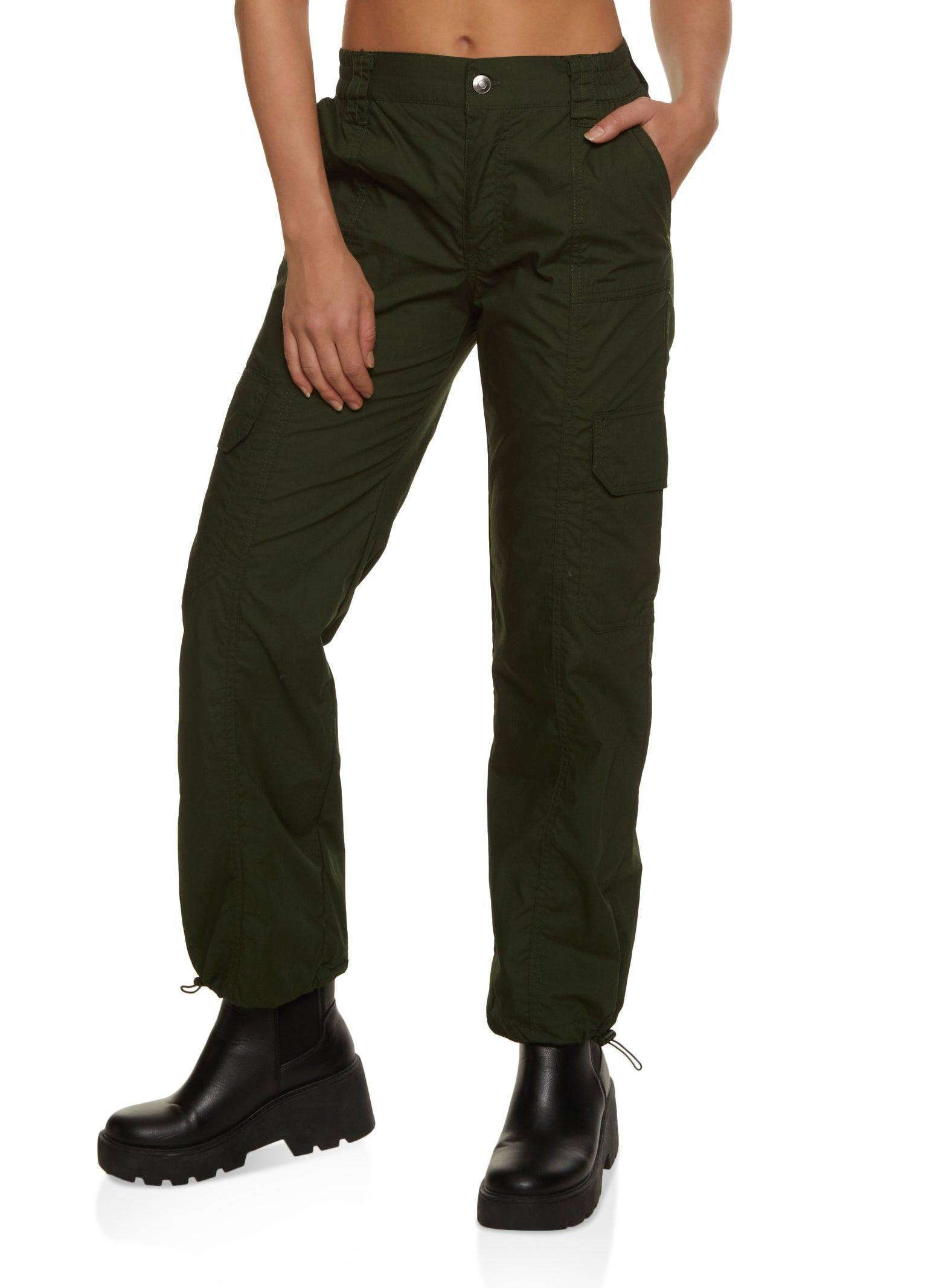 Womens Toggle Drawstring Straight Leg Cargo Pants Product Image