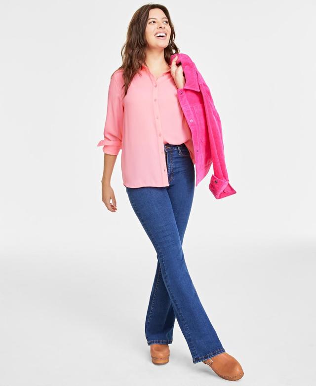 On 34th Womens Button-Front Crepe Shirt, Created for Macys Product Image