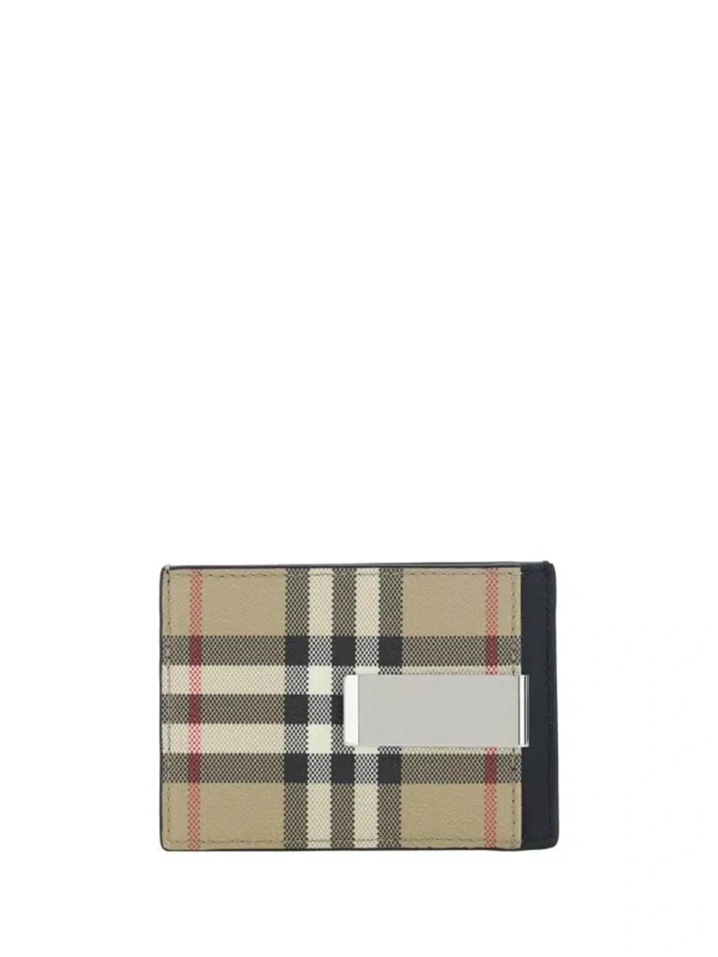 BURBERRY Checked Logo Engraved Cardholder In Multi Product Image