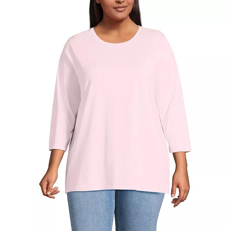 Plus Size Lands End Supima Cotton Relaxed Fit Crewneck Tunic, Womens Product Image