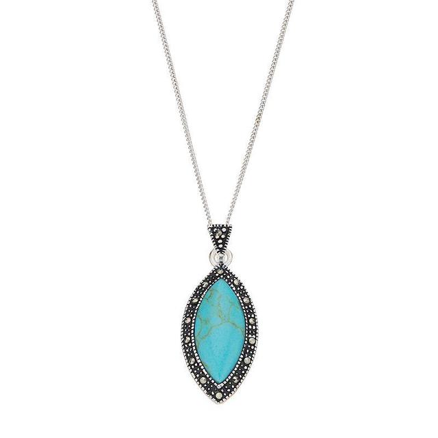 Tori HillSterling Silver Simulated Turquoise & Marcasite Pendant, Womens Multicolor Product Image