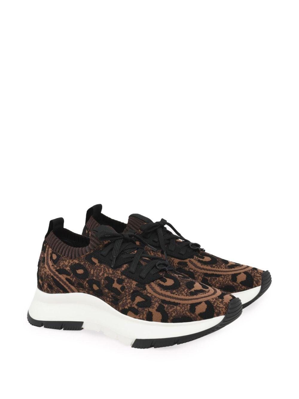 GIANVITO ROSSI Glover Leopard-print Sneakers In Brown Product Image