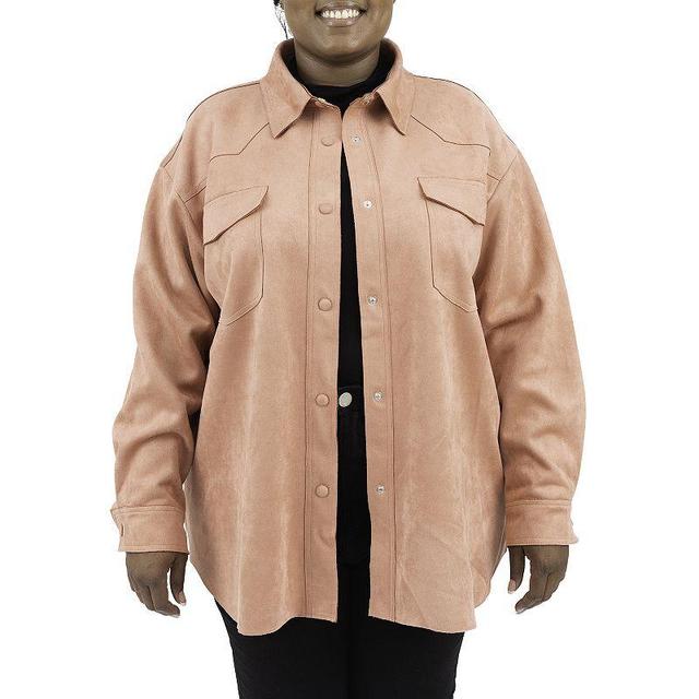 Plus Size Fleet Street Faux-Suede Shacket, Womens Product Image