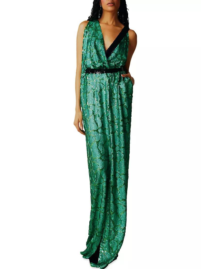 Sequined Wrap Column Gown Product Image