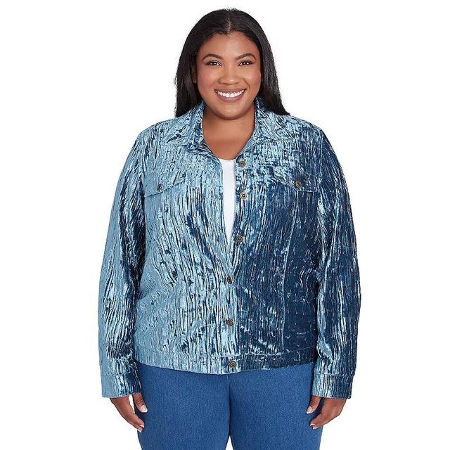 Plus Size Alfred Dunner Crushed Velvet Jacket, Womens Product Image