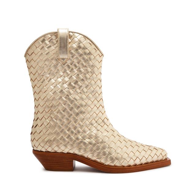 Cicera Woven Metallic Leather Bootie Female Product Image