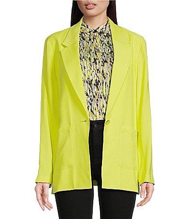 DKNY Woven Notch Lapel Collar Long Sleeve One Button Product Image