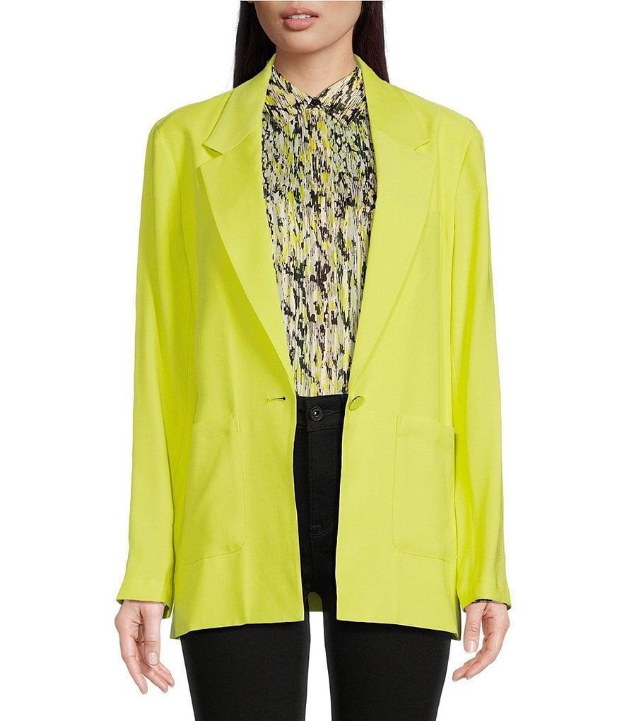 DKNY Woven Notch Lapel Collar Long Sleeve One Button-Front Blazer Product Image